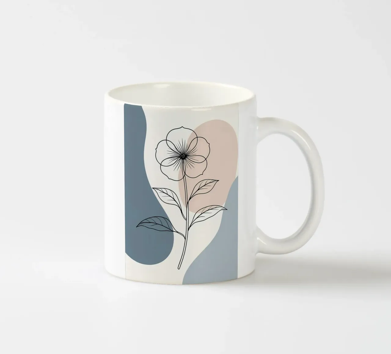 Dessin au trait minimaliste d'une seule fleur de bégonia mug en céramique de Bloom And Brush