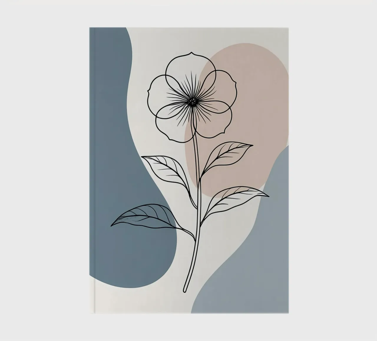 Minimalist line art of a single begonia flower notebook by Bloom And Brush