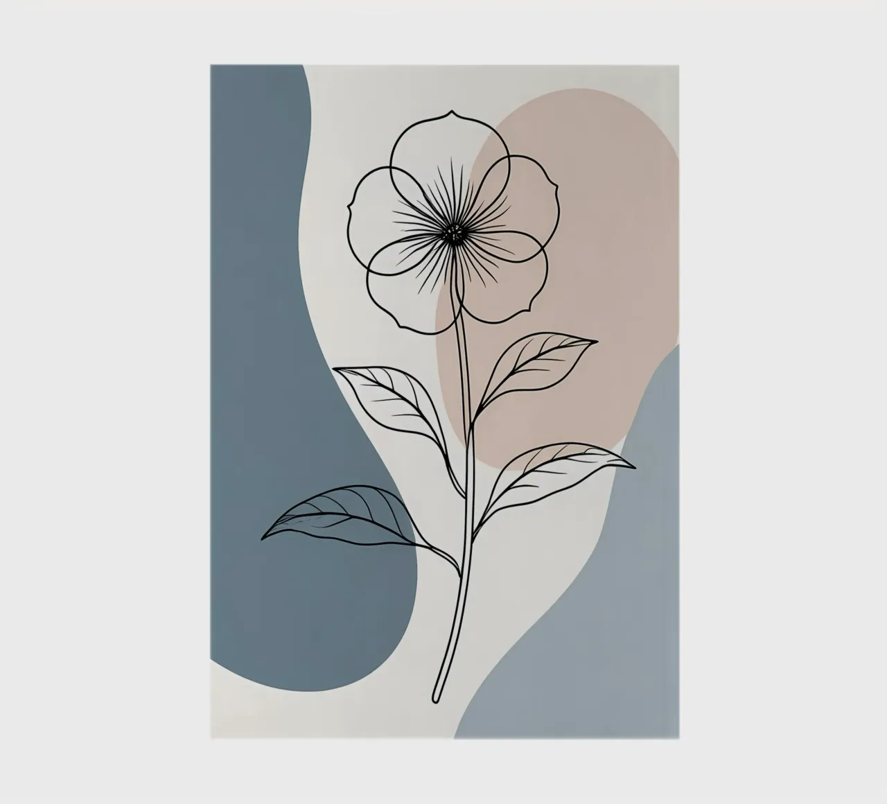 Minimalist line art of a single begonia flower notebook by Bloom And Brush