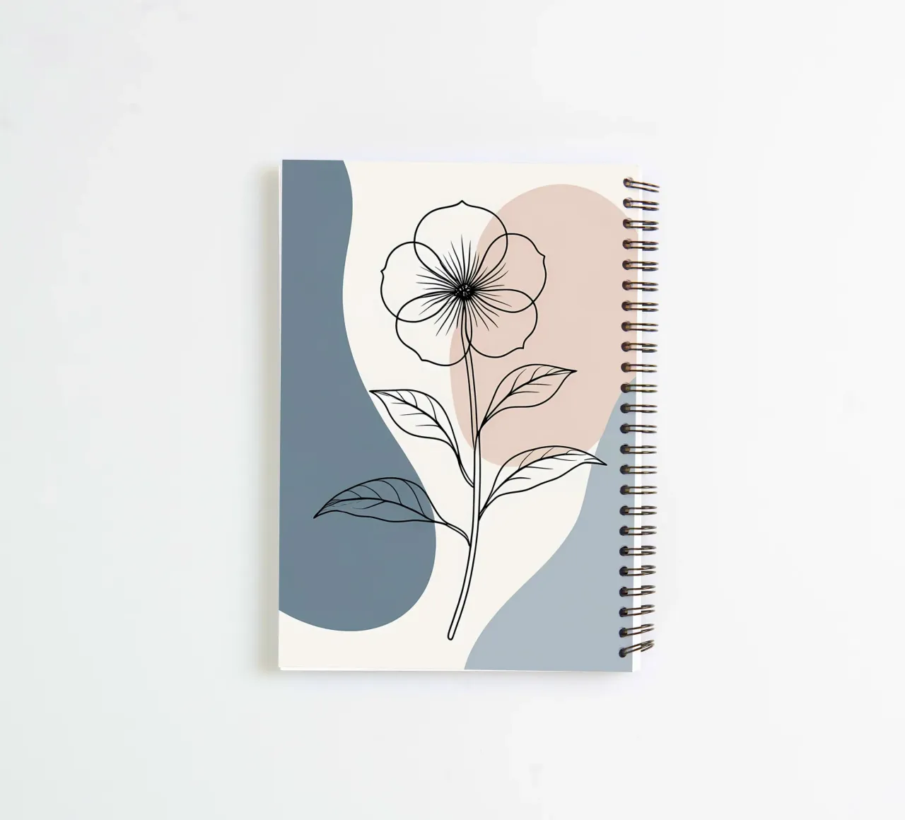 Minimalist line art of a single begonia flower spiral notebook by Bloom And Brush