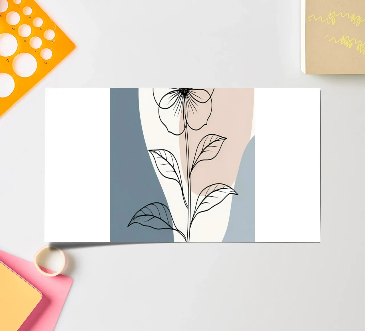 Line art minimalista di un singolo fiore di begonia foglio adesivo da Bloom And Brush