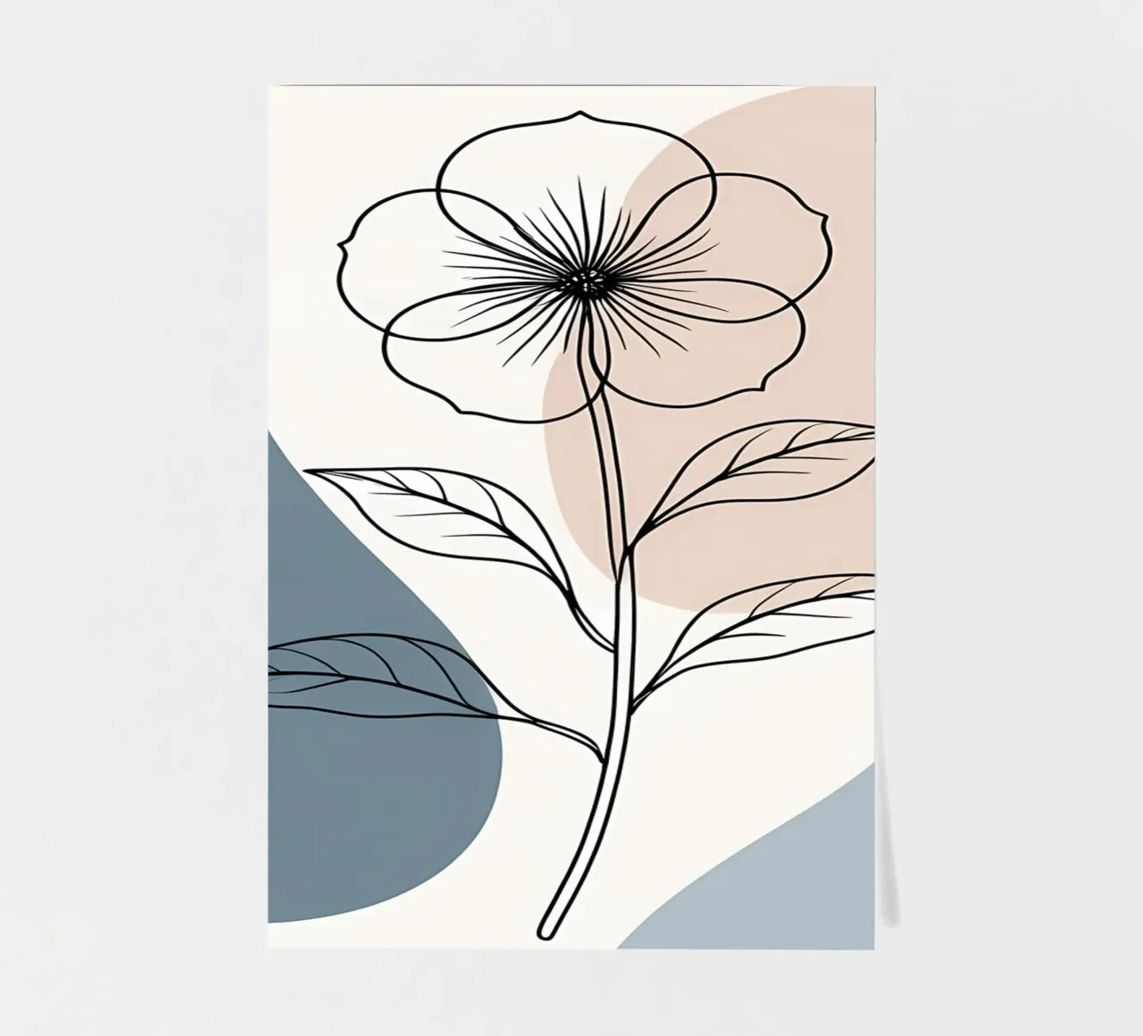 Line art minimalista di un singolo fiore di begonia foglio adesivo da Bloom And Brush
