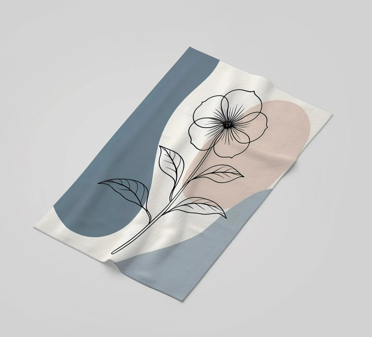 Line art minimalista di un singolo fiore di begonia telo mare da Bloom And Brush