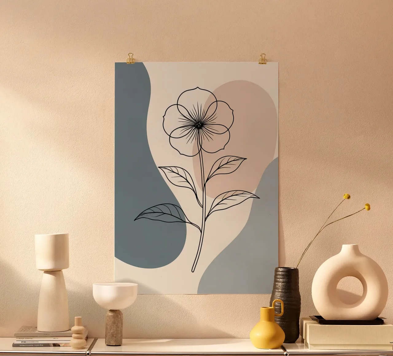 Dessin au trait minimaliste d'une seule fleur de bégonia hahnemühle de Bloom And Brush