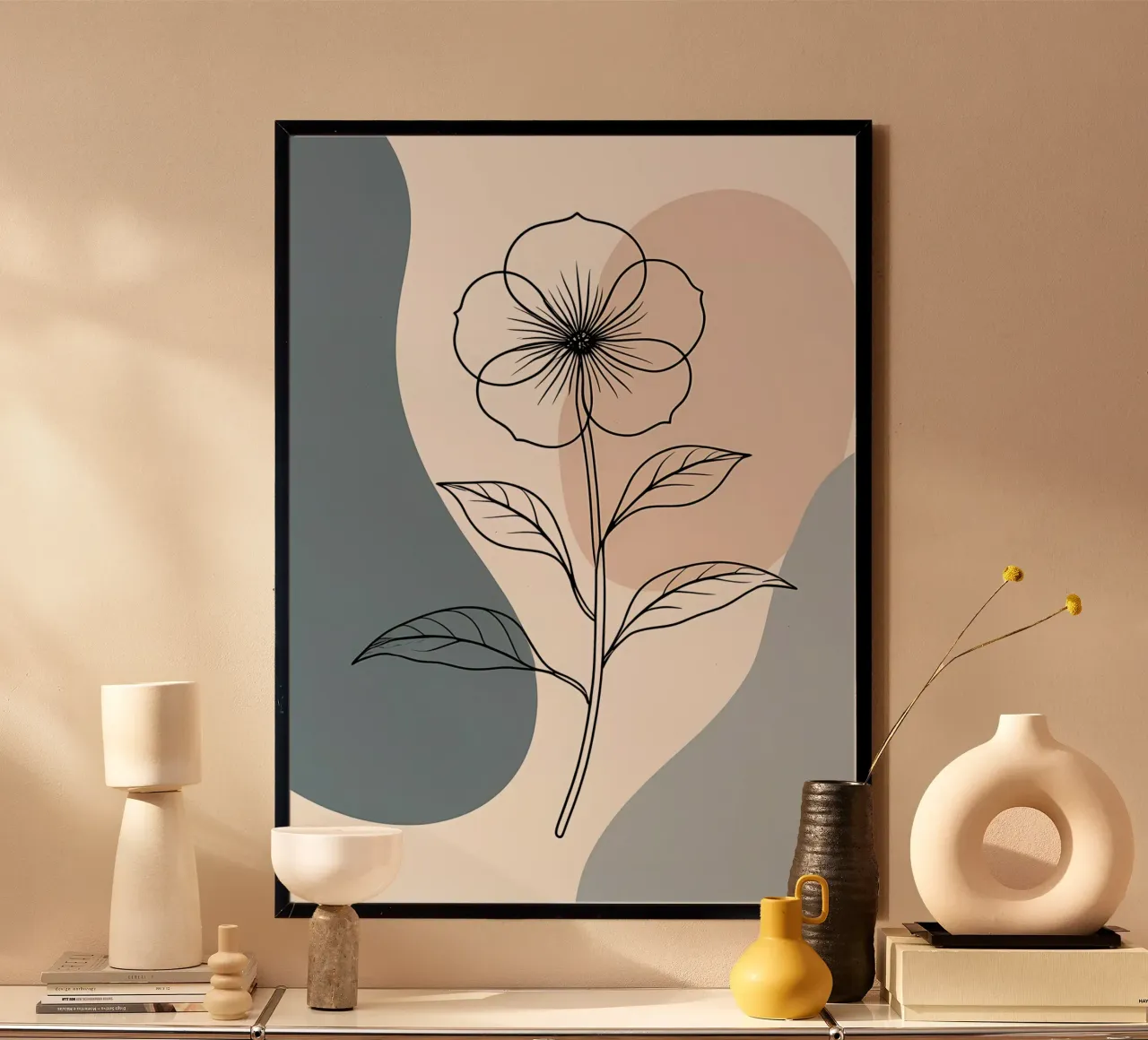 Dessin au trait minimaliste d'une seule fleur de bégonia hahnemühle de Bloom And Brush