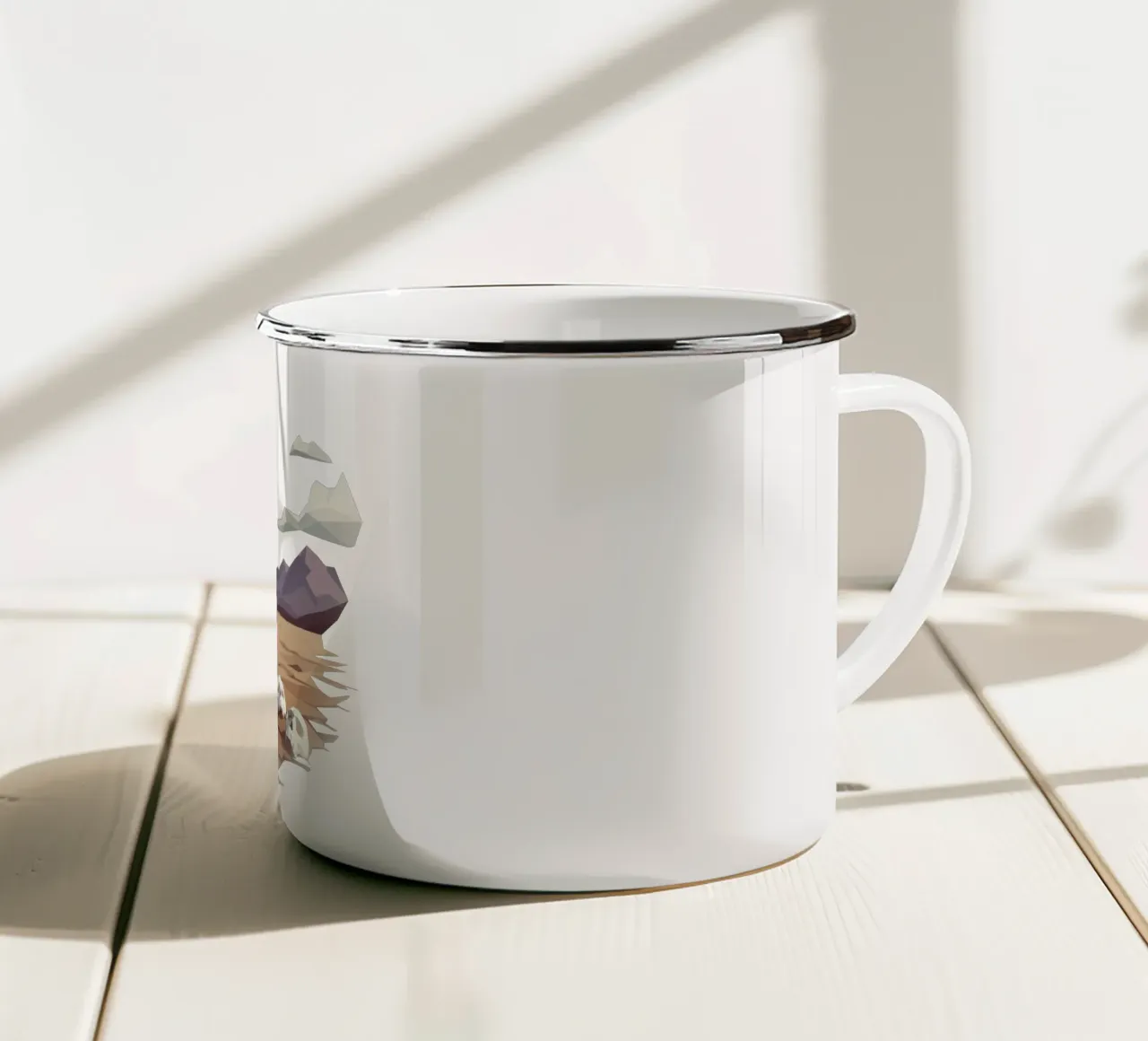 Ragazza con maschera di morte gioca da sola Lowpoly tazza in smalto da Low Profile