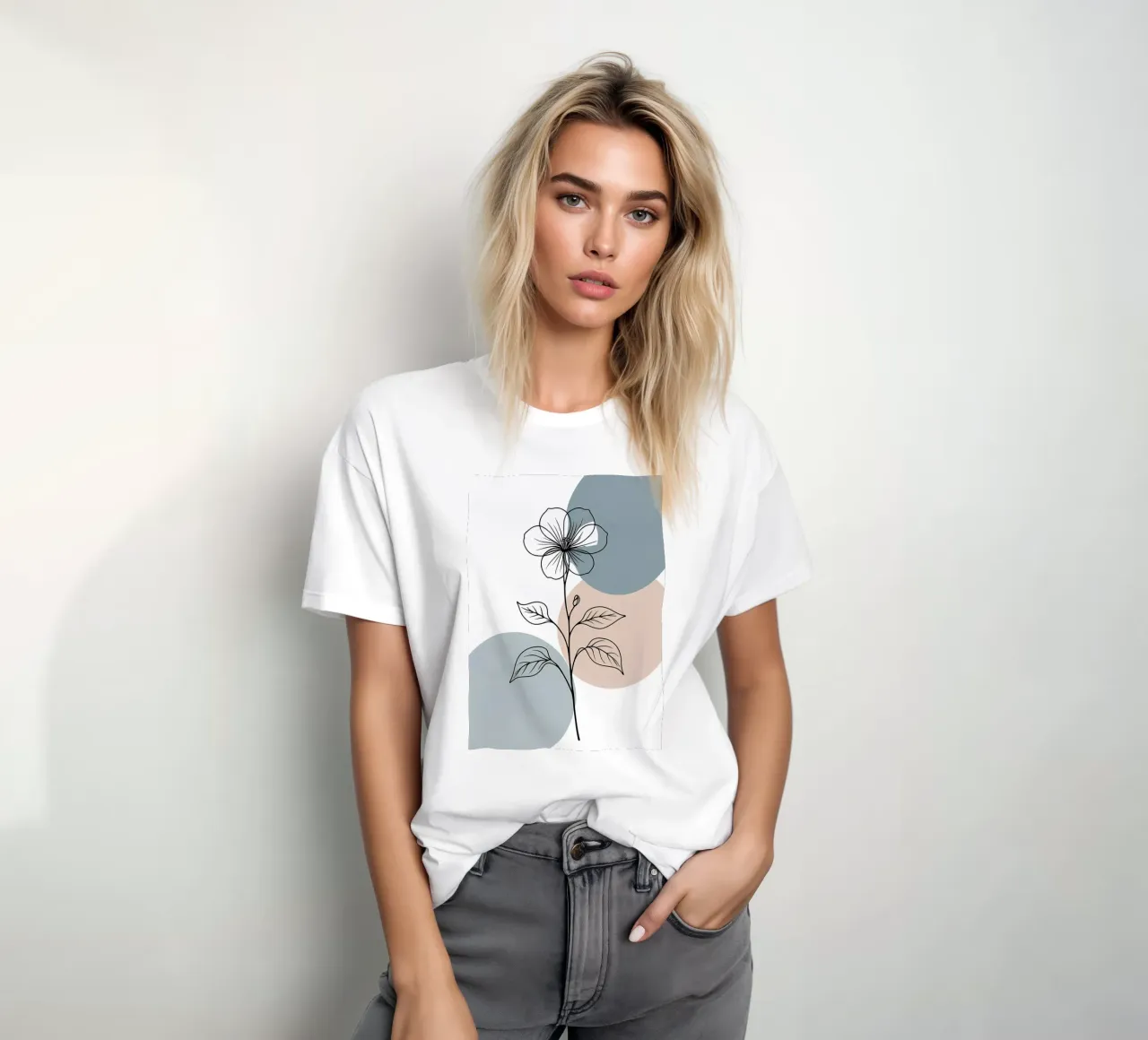 Line art minimalista di un singolo fiore di begonia t-shirt da Bloom And Brush