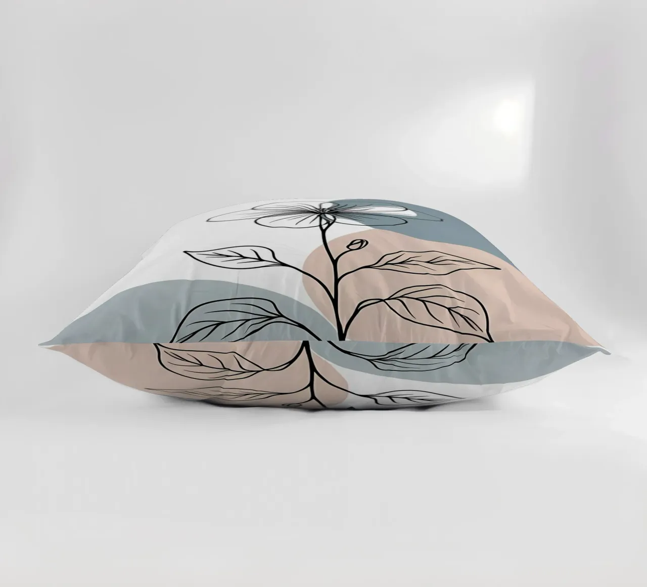 Minimalist line art of a single begonia flower decorative cushion by Bloom And Brush