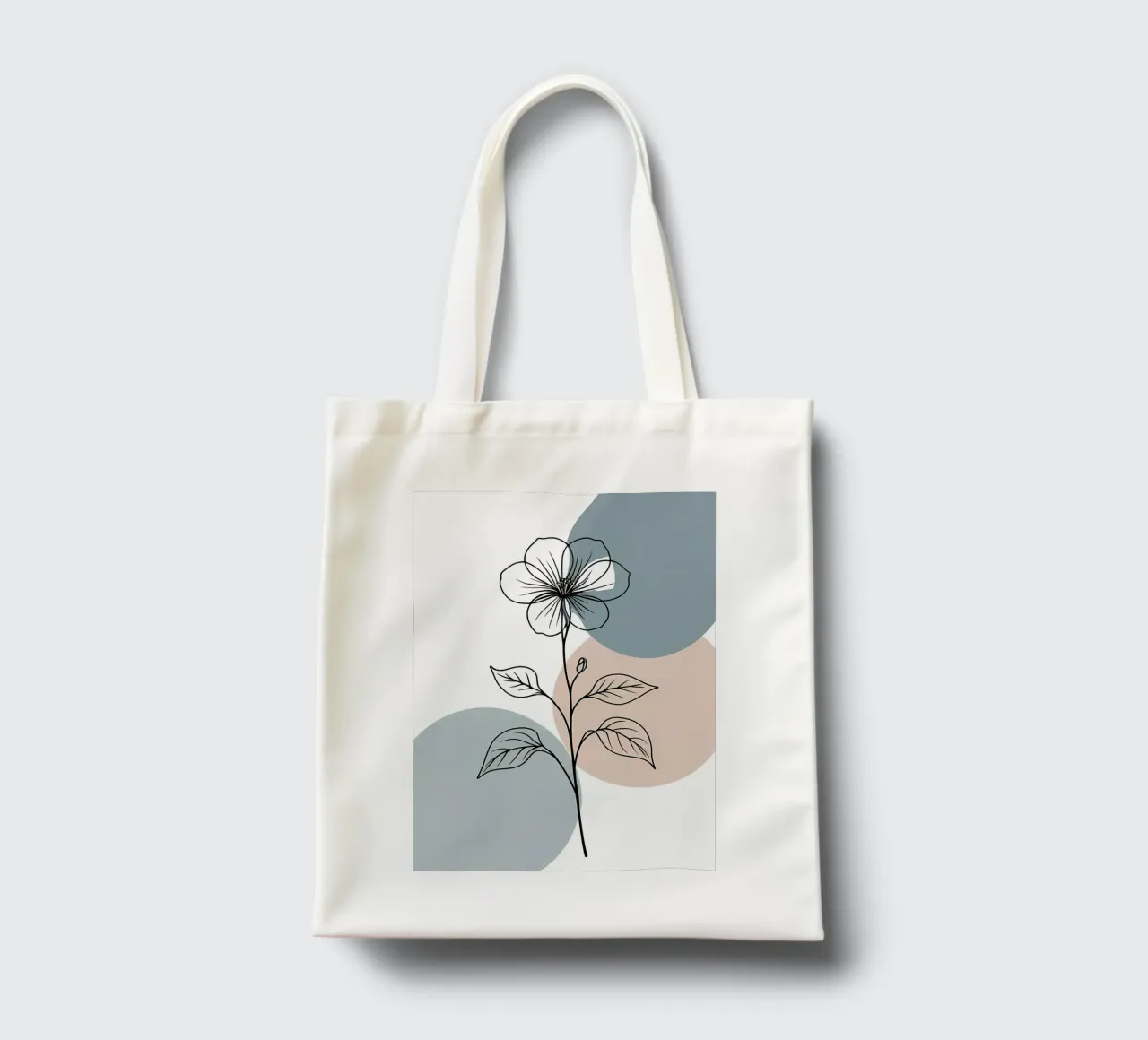 Line art minimalista di un singolo fiore di begonia borsa in juta da Bloom And Brush
