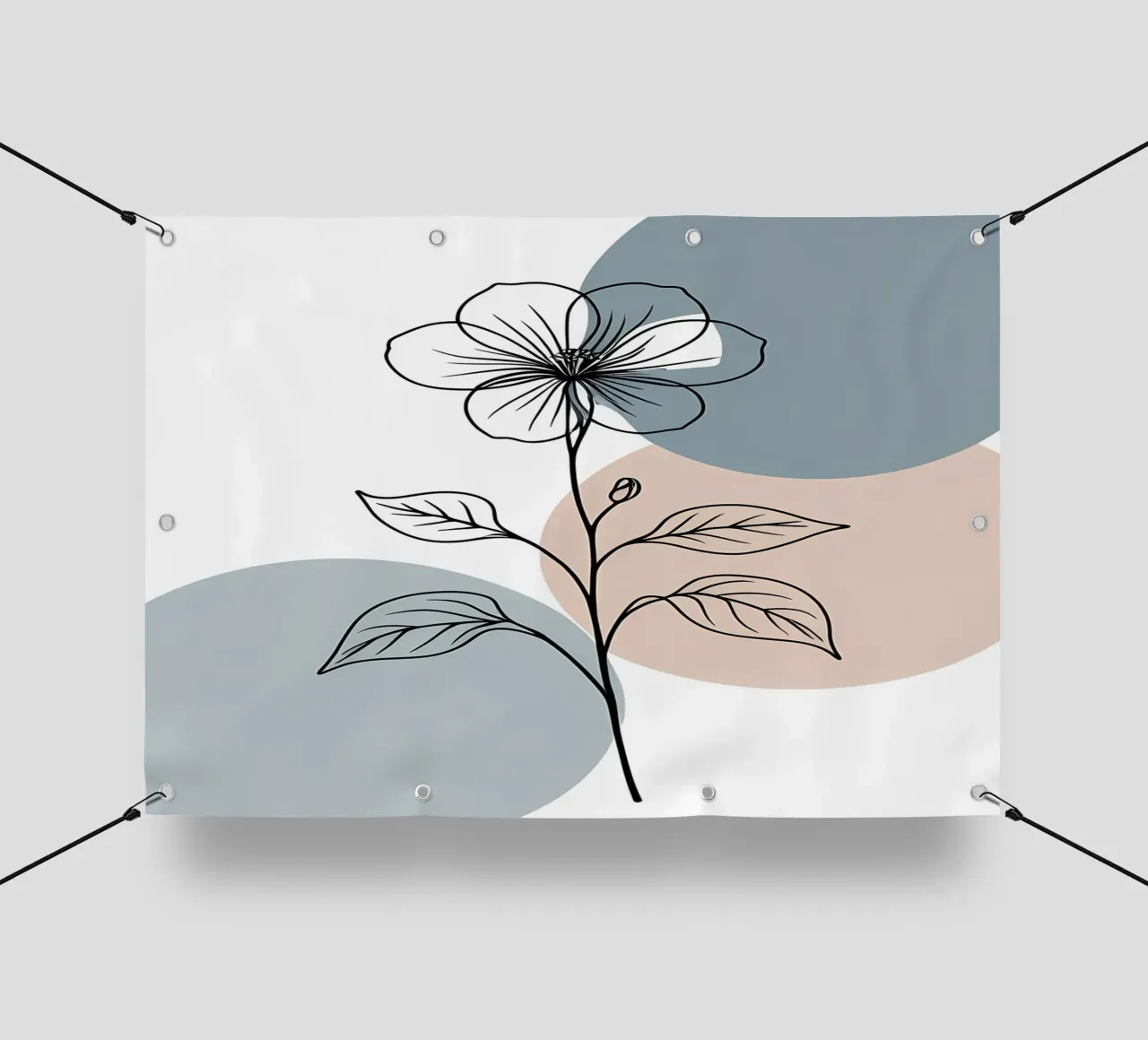 Line art minimalista di un singolo fiore di begonia telo in pvc da Bloom And Brush