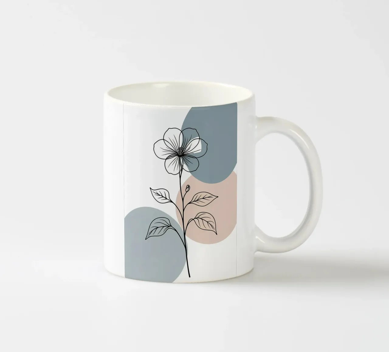 Line art minimalista di un singolo fiore di begonia tazza in ceramica da Bloom And Brush