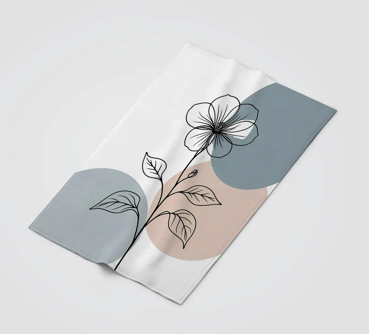 Minimalist line art of a single begonia flower fleece blanket by Bloom And Brush