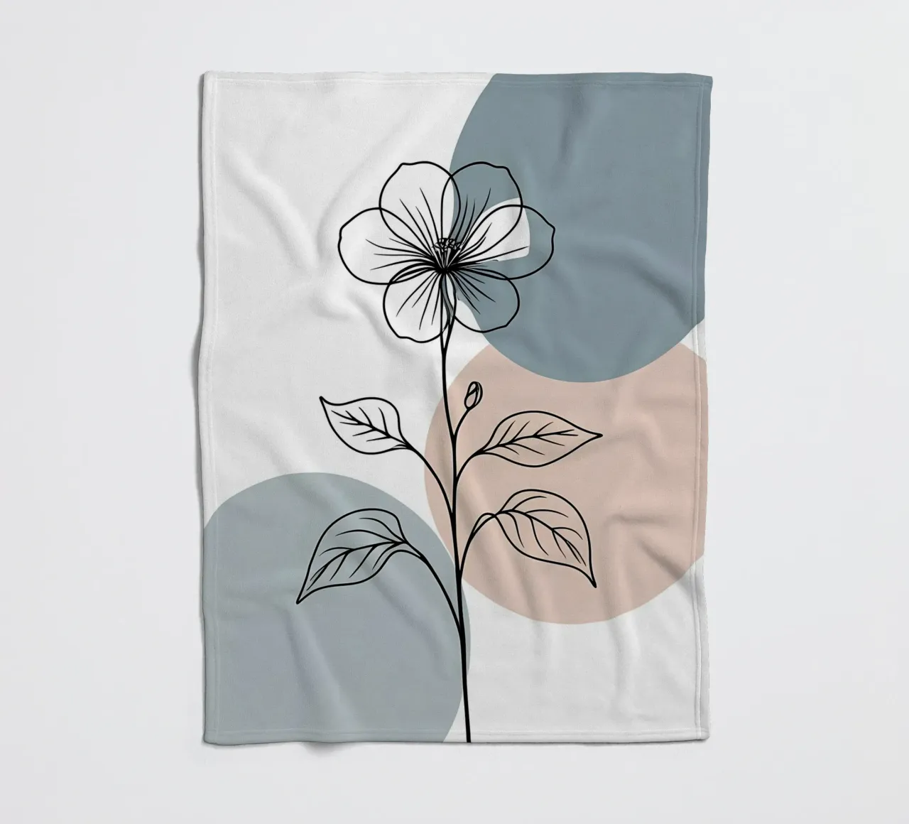 Minimalist line art of a single begonia flower fleece blanket by Bloom And Brush
