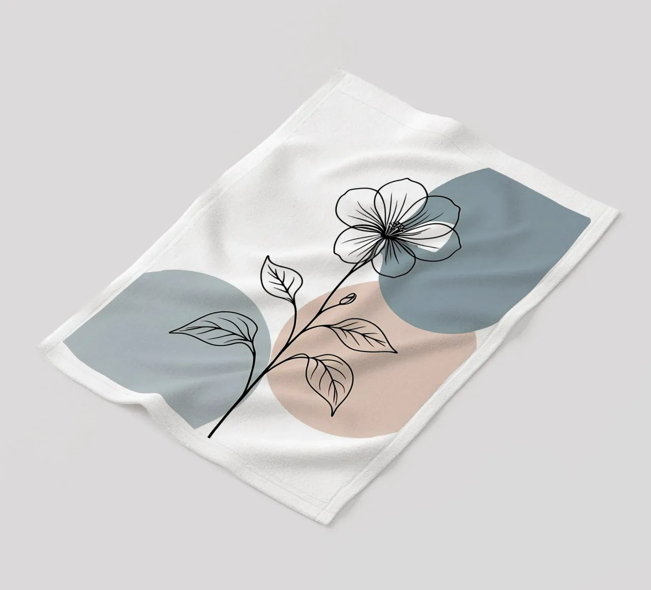 Minimalist line art of a single begonia flower fleece blanket by Bloom And Brush