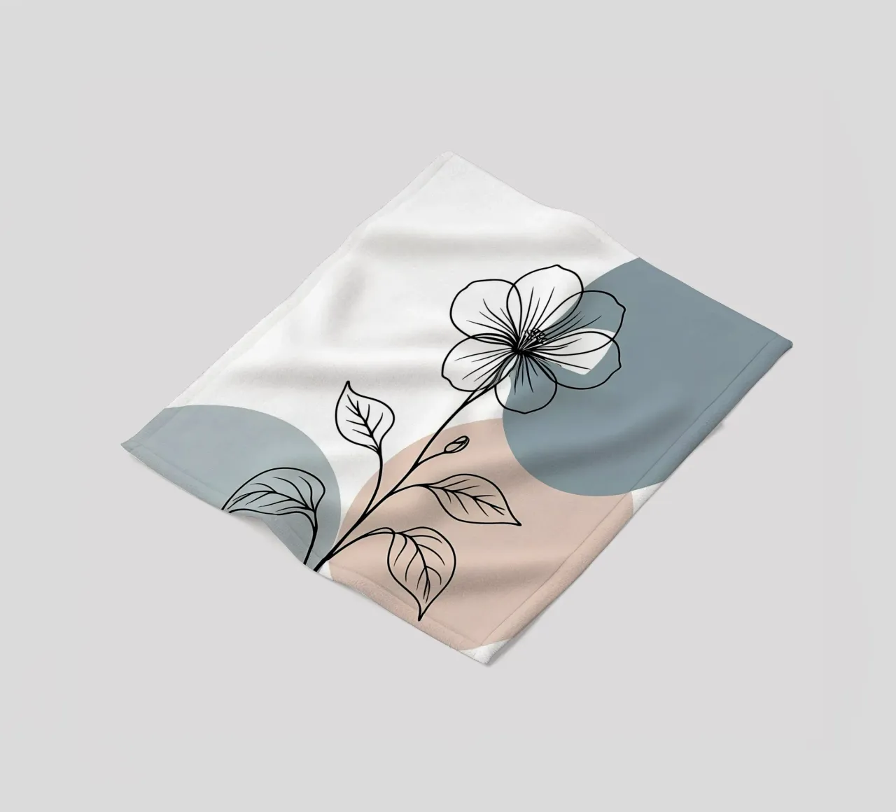 Minimalist line art of a single begonia flower fleece blanket by Bloom And Brush