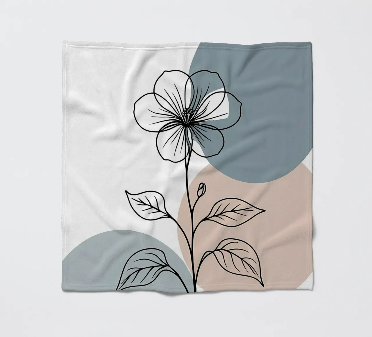 Minimalist line art of a single begonia flower fleece blanket by Bloom And Brush