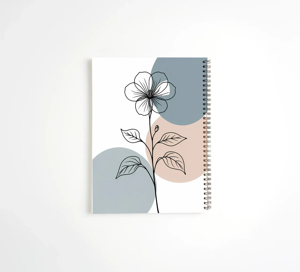 Minimalist line art of a single begonia flower spiral notebook by Bloom And Brush