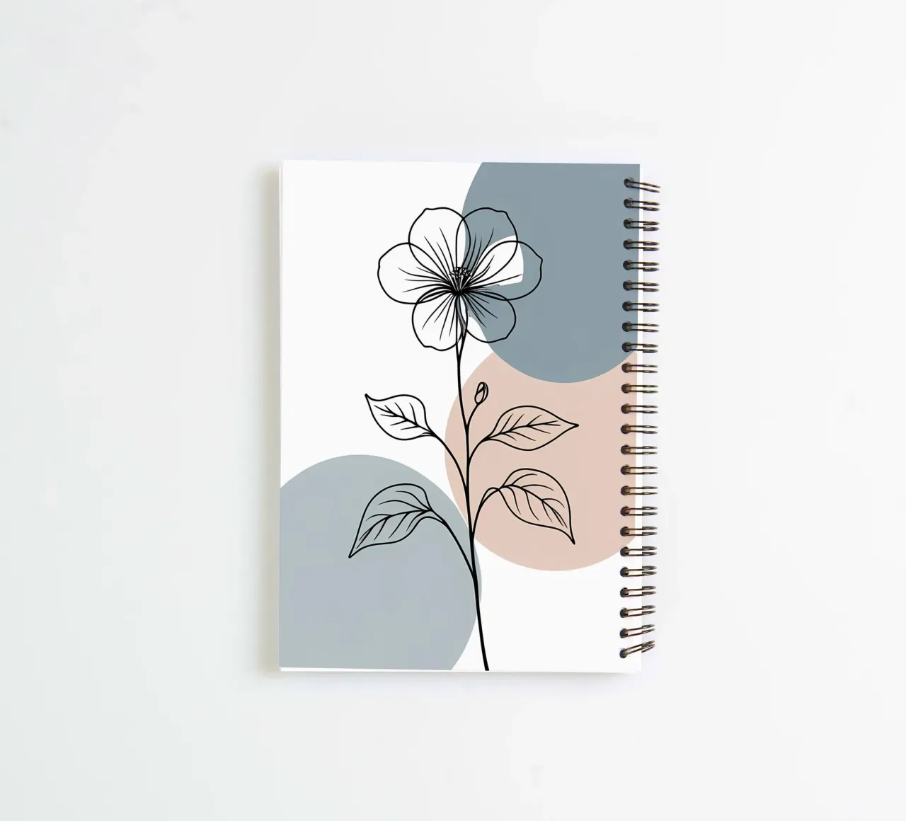 Minimalist line art of a single begonia flower spiral notebook by Bloom And Brush