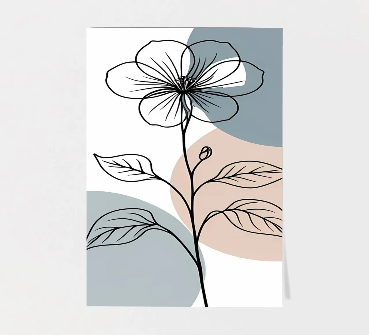 Line art minimalista di un singolo fiore di begonia foglio adesivo da Bloom And Brush