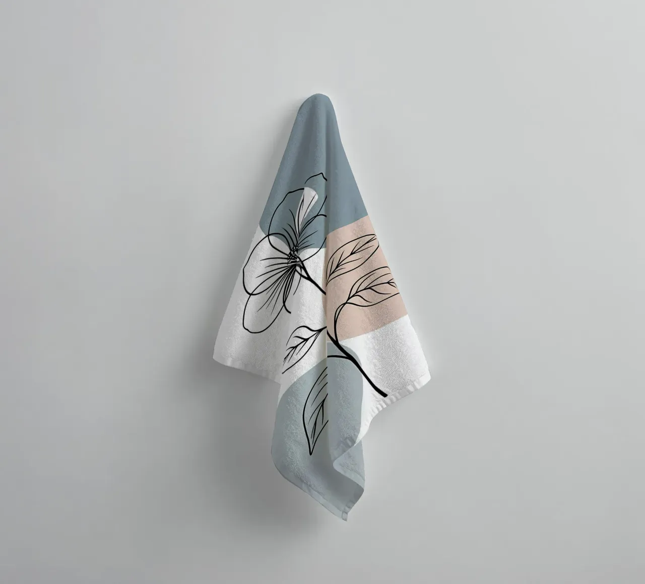 Dessin au trait minimaliste d'une seule fleur de bégonia serviette de bain de Bloom And Brush