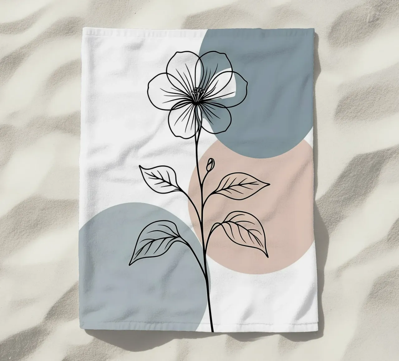 Line art minimalista di un singolo fiore di begonia telo mare da Bloom And Brush