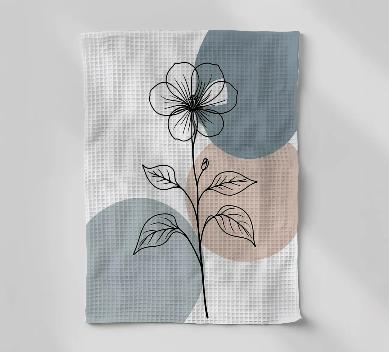 Minimalist line art of a single begonia flower tea towel by Bloom And Brush