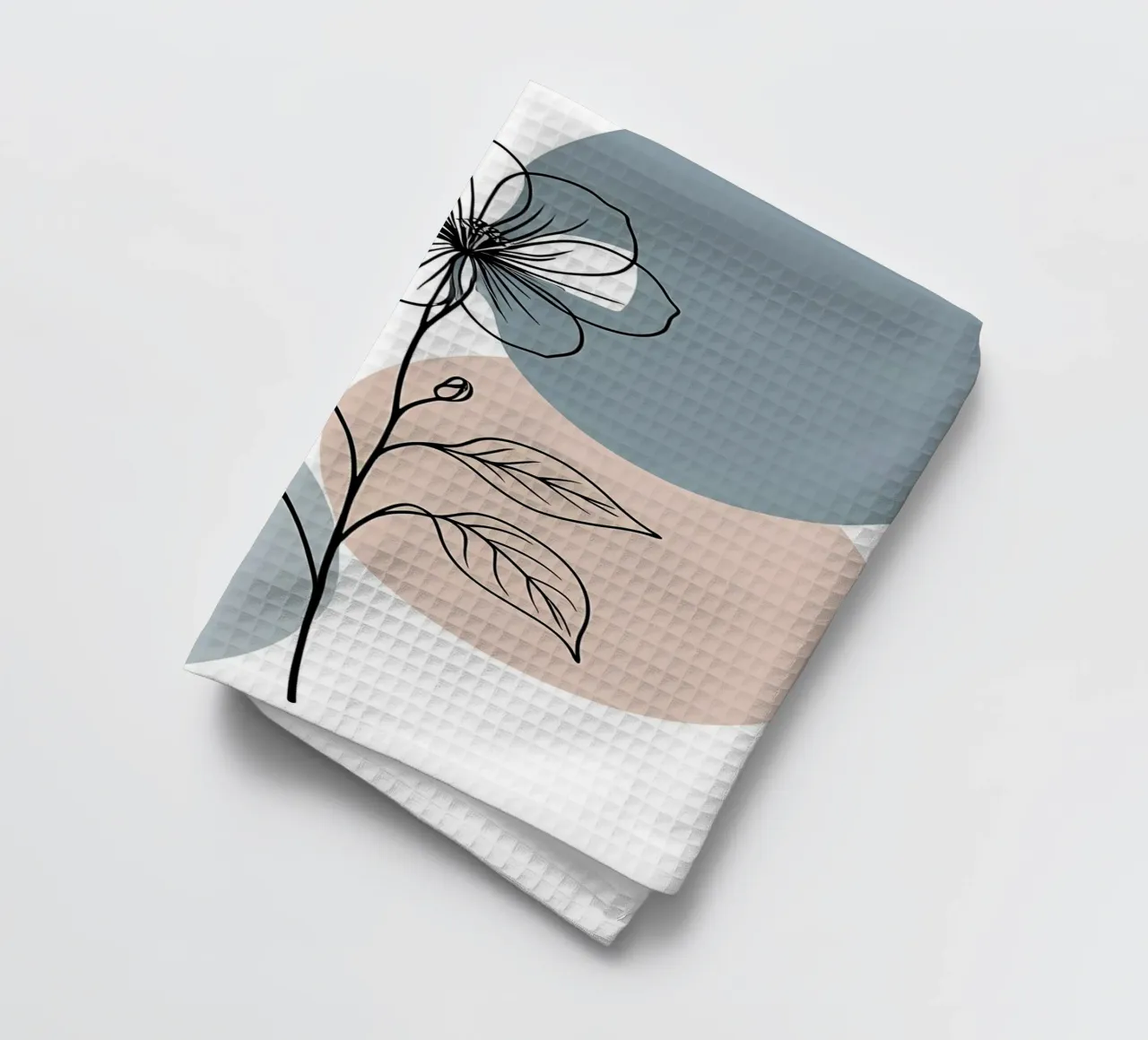 Minimalist line art of a single begonia flower tea towel by Bloom And Brush