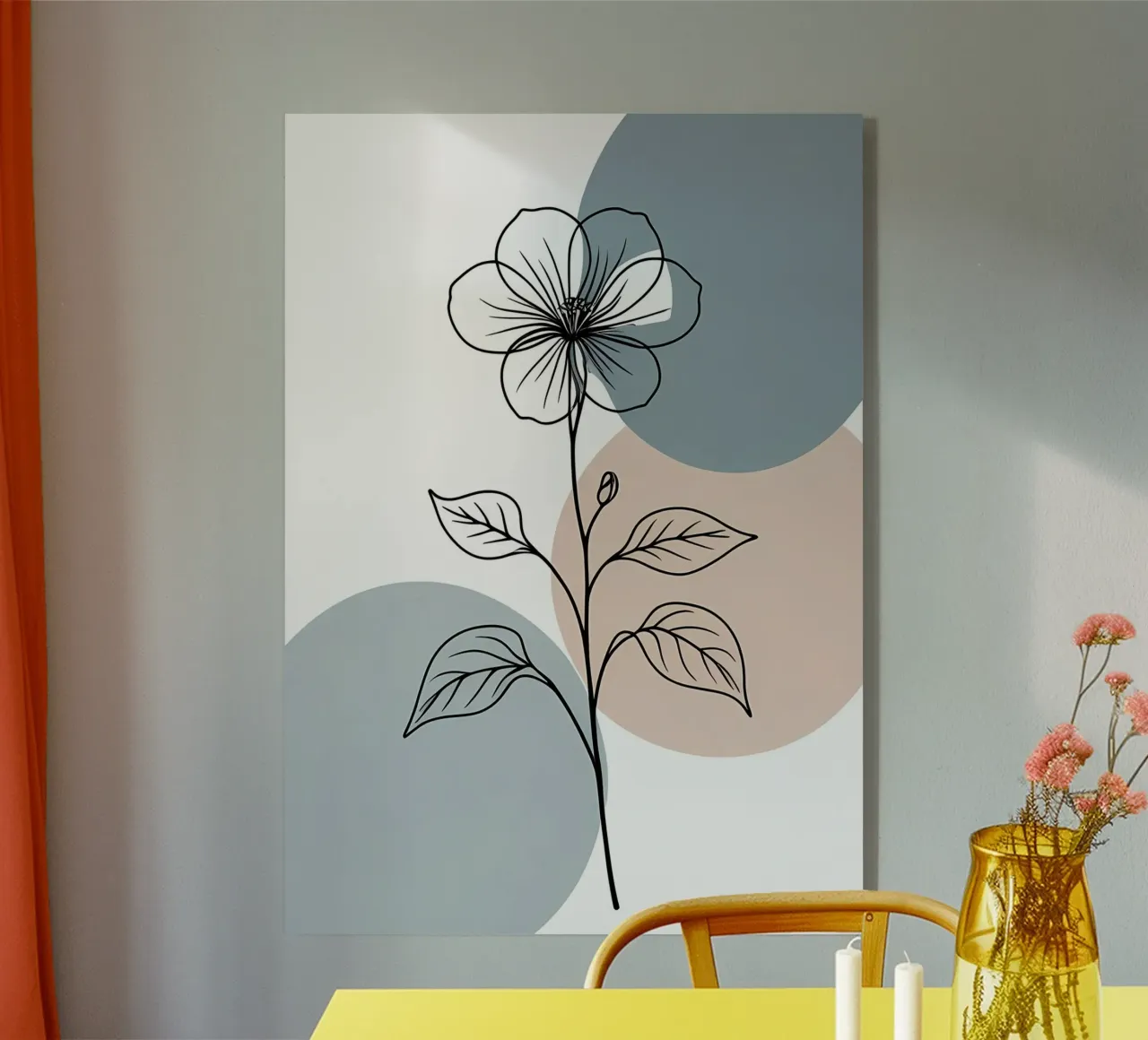 Line art minimalista di un singolo fiore di begonia plexiglass da Bloom And Brush