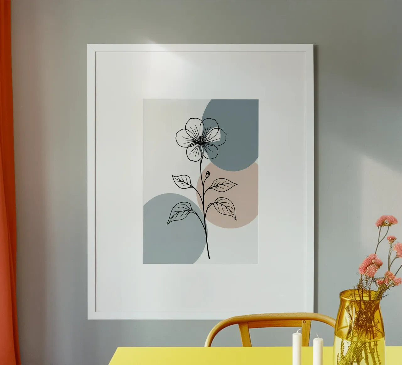 Line art minimalista di un singolo fiore di begonia poster da Bloom And Brush
