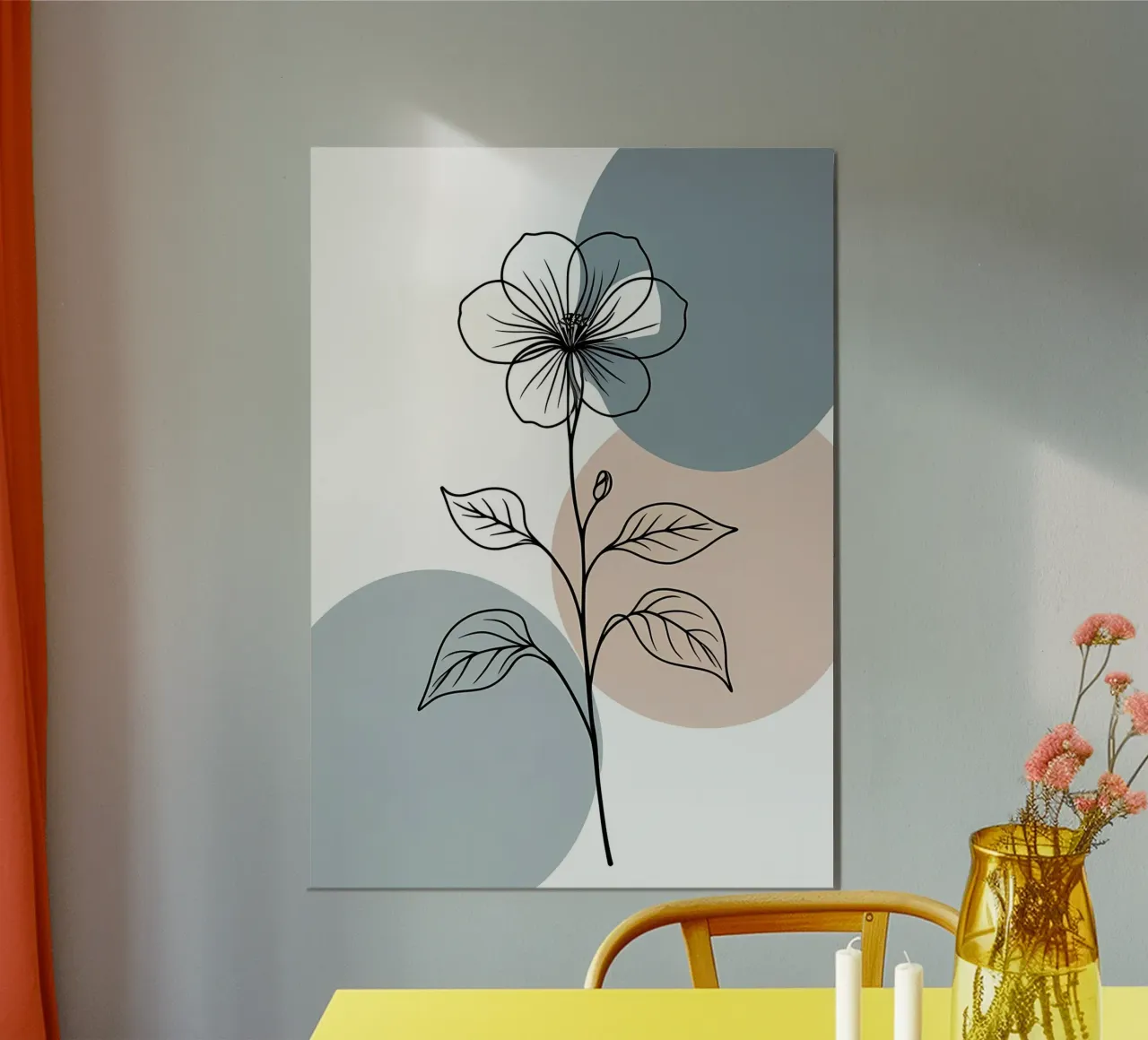 Line art minimalista di un singolo fiore di begonia poster da Bloom And Brush