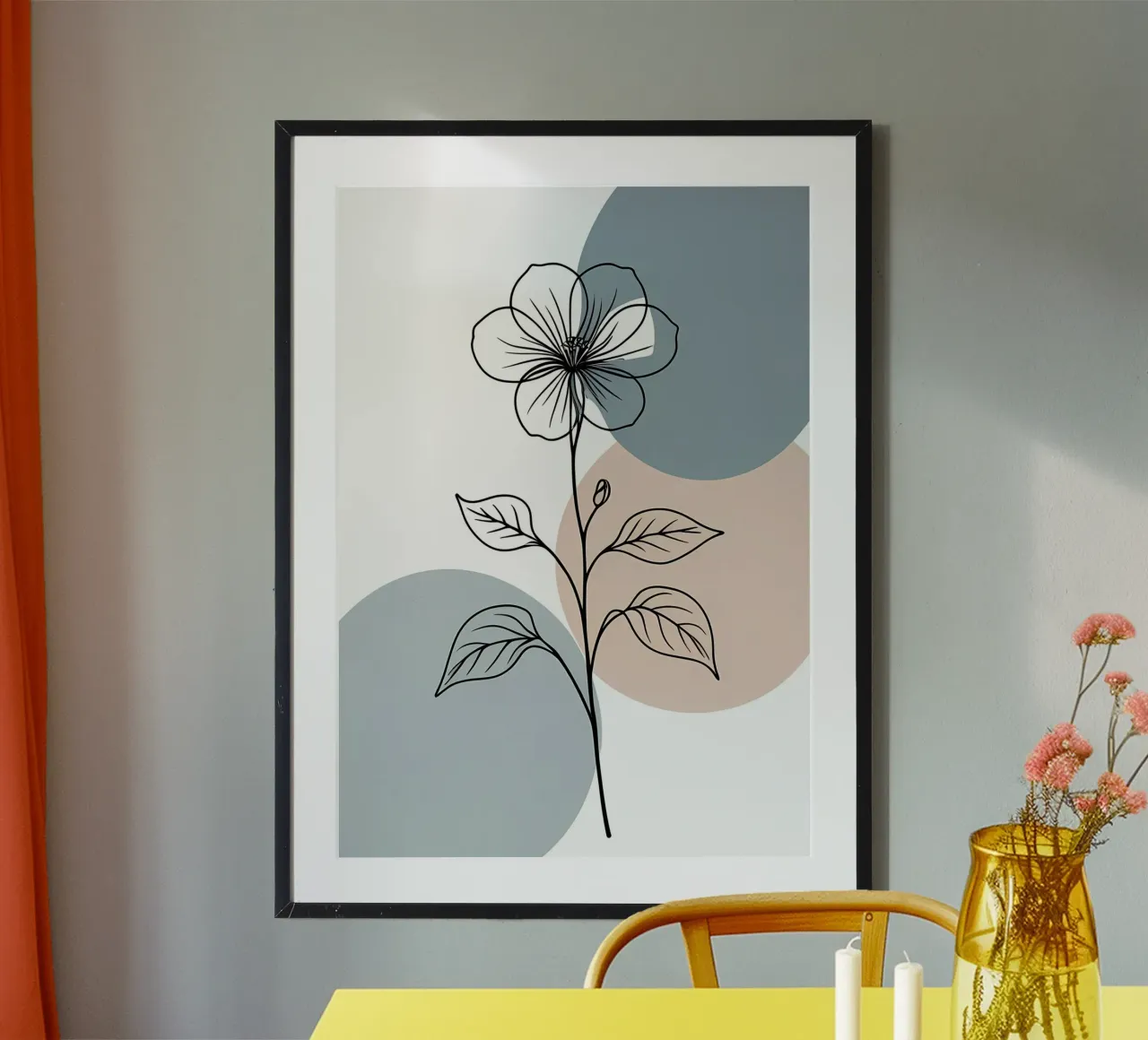 Line art minimalista di un singolo fiore di begonia poster da Bloom And Brush