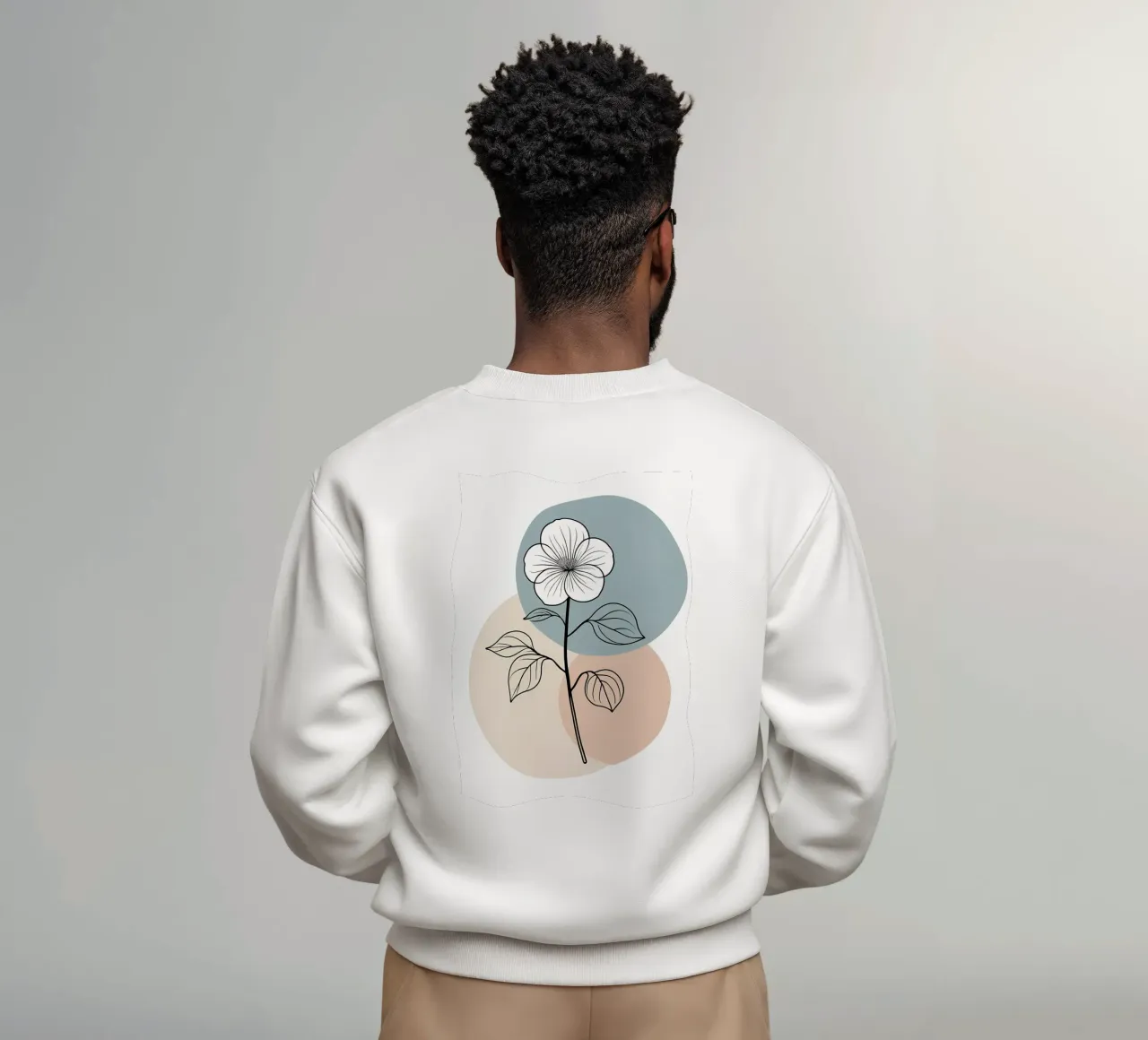 Minimalist line art of a single begonia flower sweatshirt by Bloom And Brush