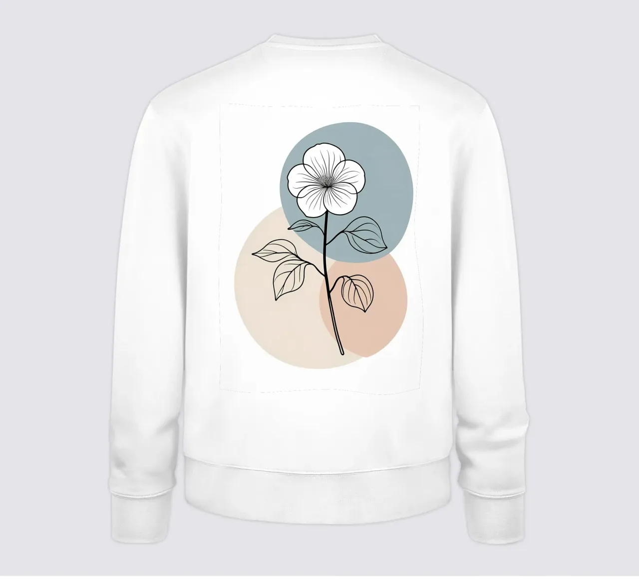 Minimalist line art of a single begonia flower sweatshirt by Bloom And Brush