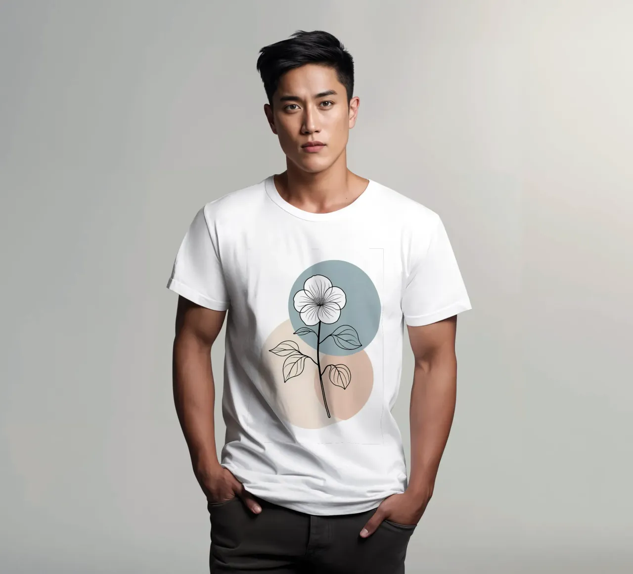 Line art minimalista di un singolo fiore di begonia t-shirt da Bloom And Brush