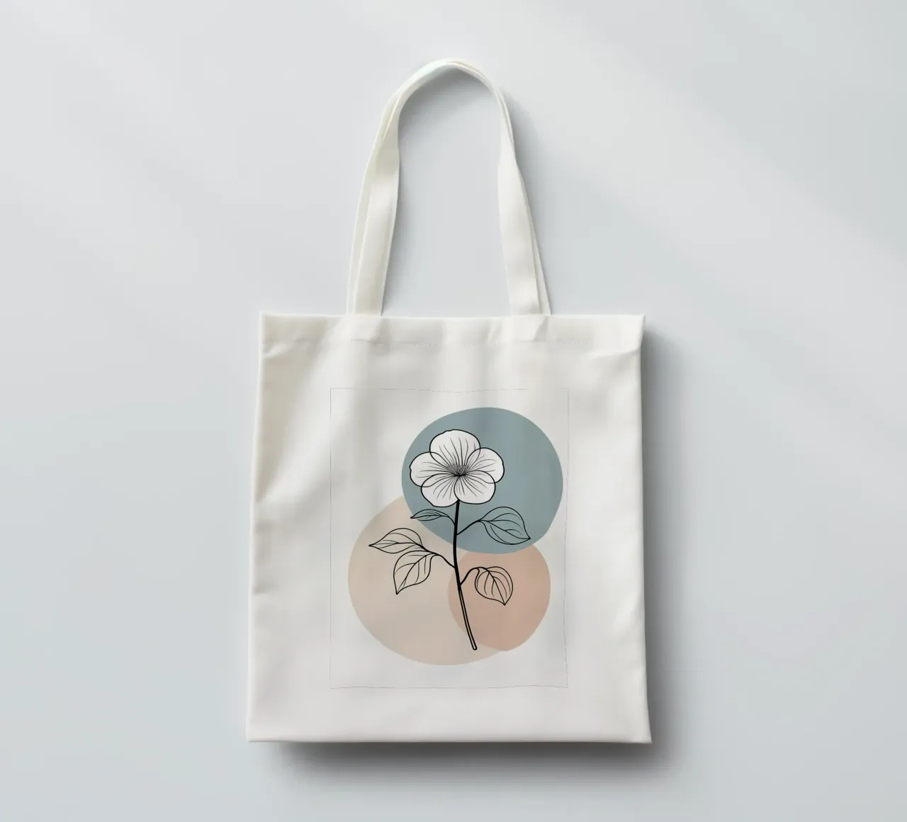 Line art minimalista di un singolo fiore di begonia borsa in juta da Bloom And Brush