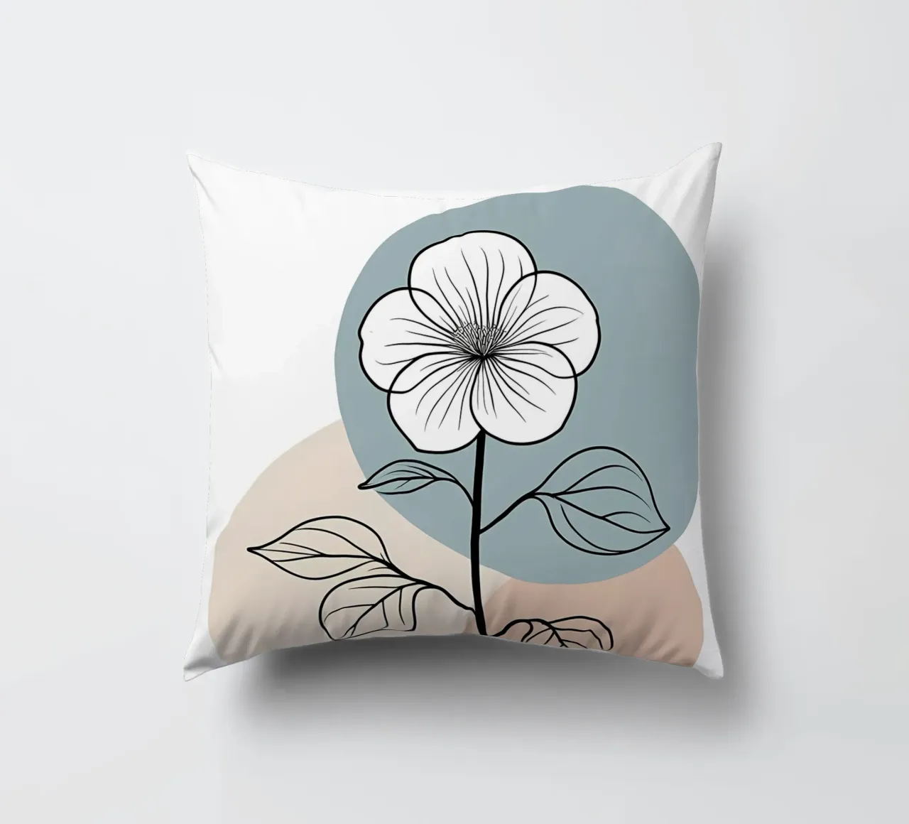 Line art minimalista di un singolo fiore di begonia cuscino da Bloom And Brush