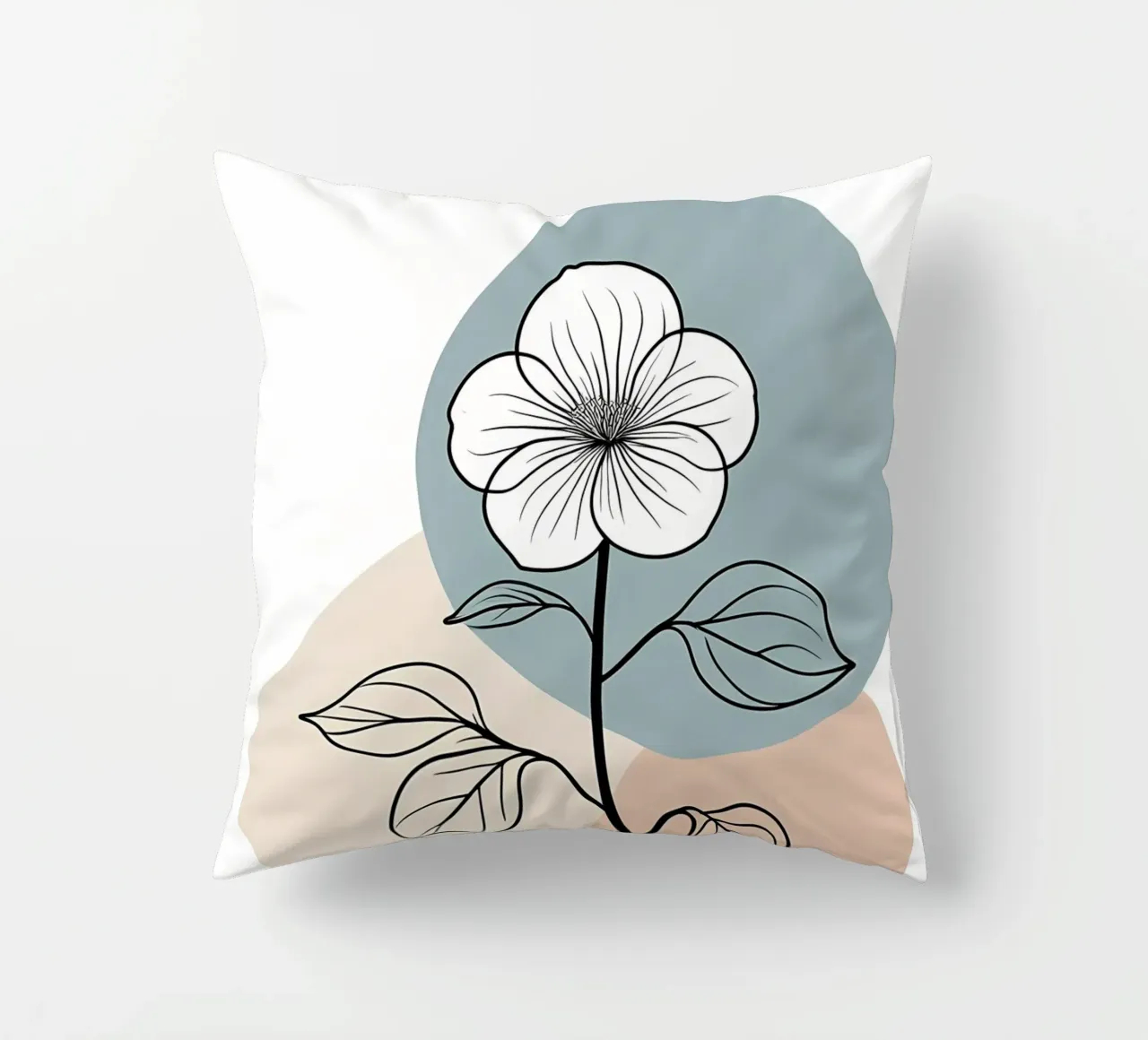 Line art minimalista di un singolo fiore di begonia cuscino da Bloom And Brush