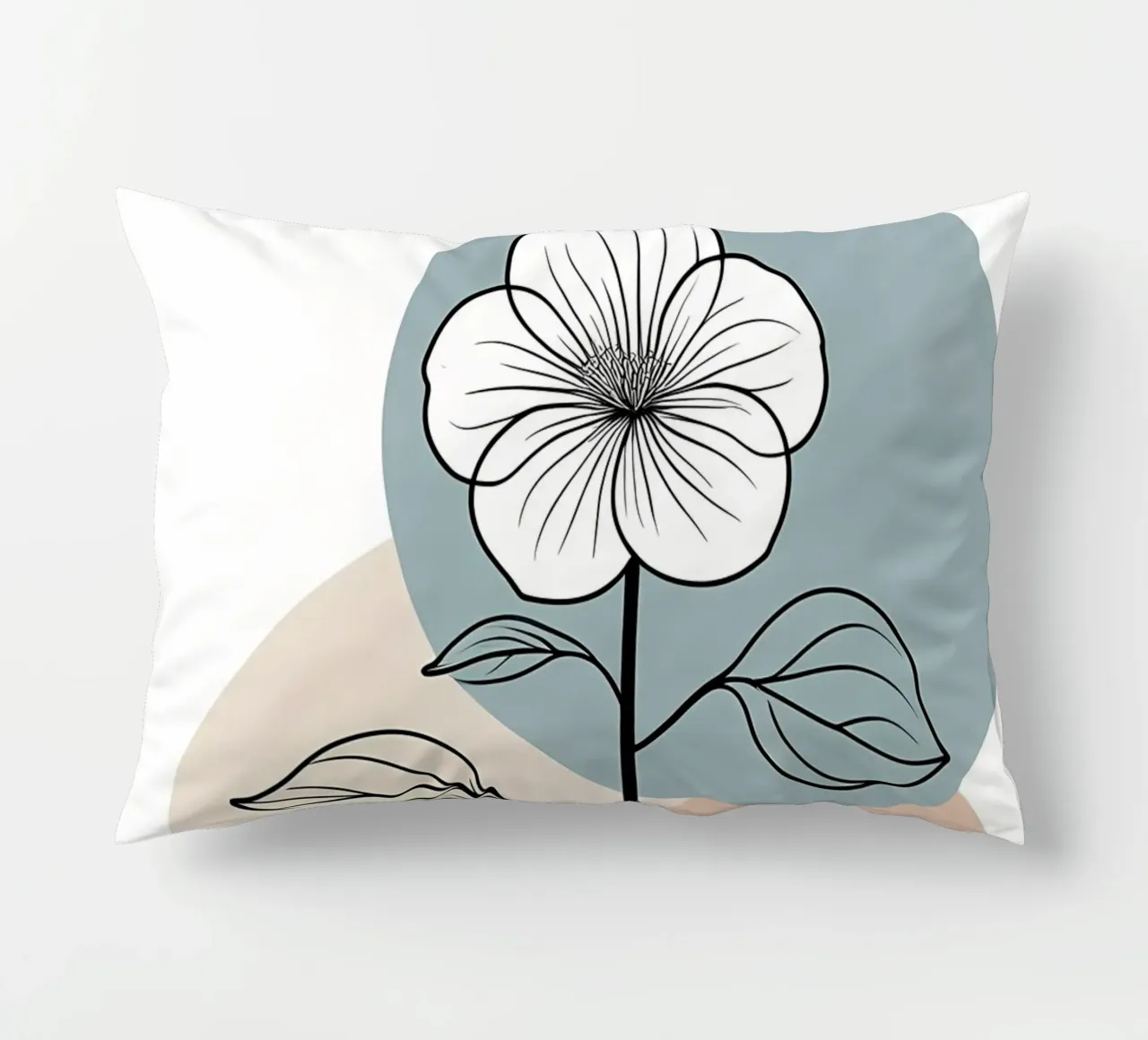 Line art minimalista di un singolo fiore di begonia cuscino da Bloom And Brush