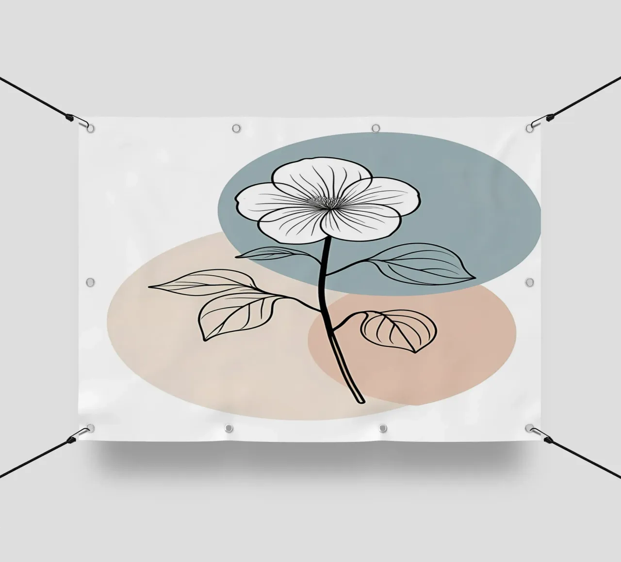 Line art minimalista di un singolo fiore di begonia telo in pvc da Bloom And Brush