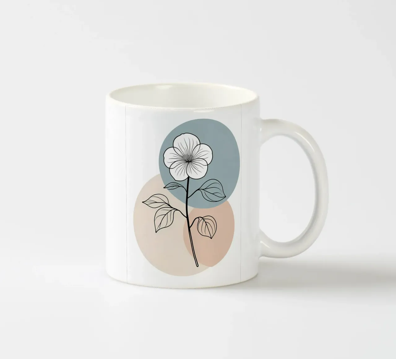 Line art minimalista di un singolo fiore di begonia tazza in ceramica da Bloom And Brush