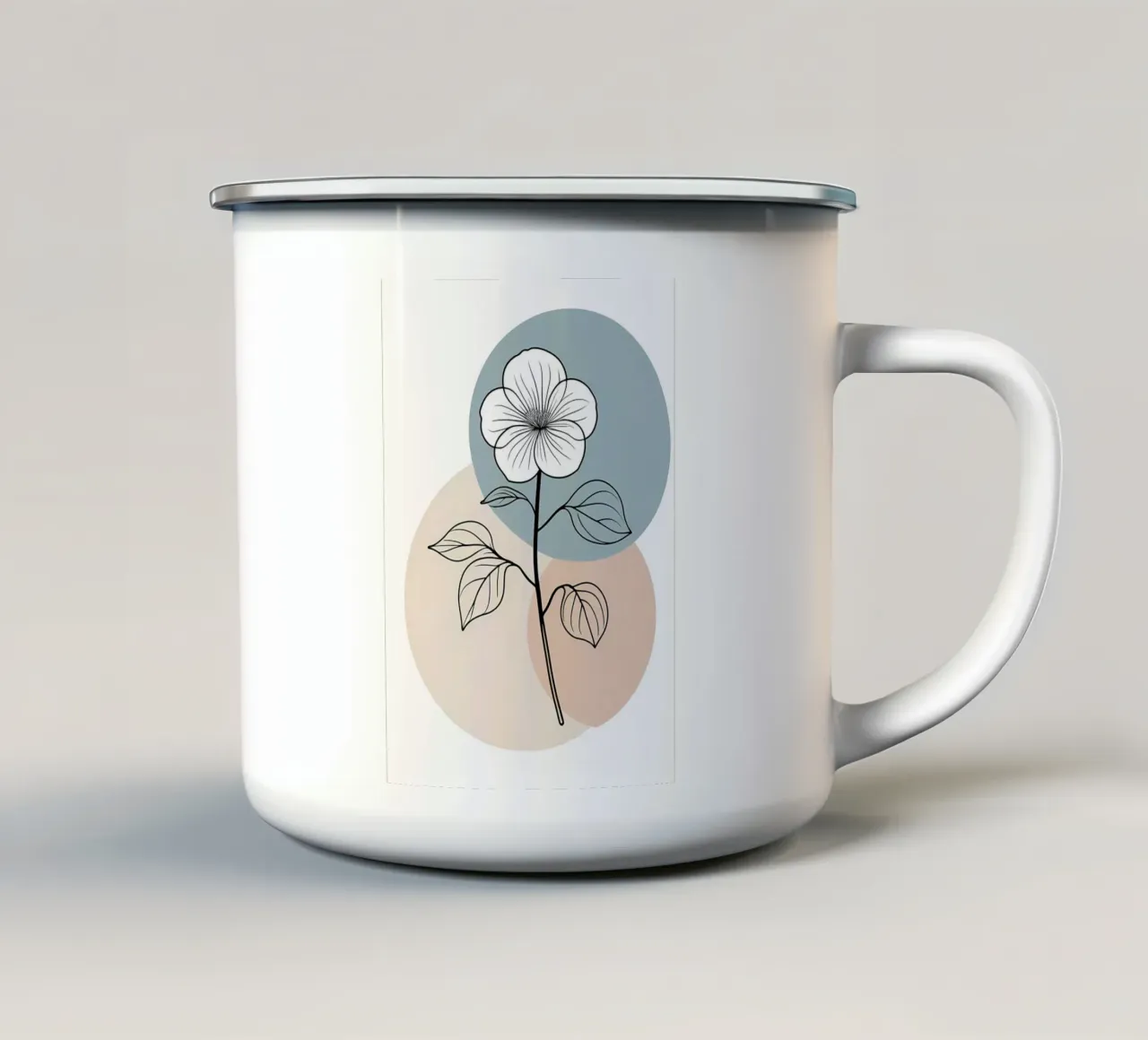 Dessin au trait minimaliste d'une seule fleur de bégonia mug en émail de Bloom And Brush