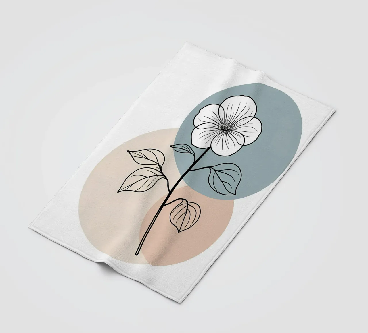 Line art minimalista di un singolo fiore di begonia coperta in pile da Bloom And Brush