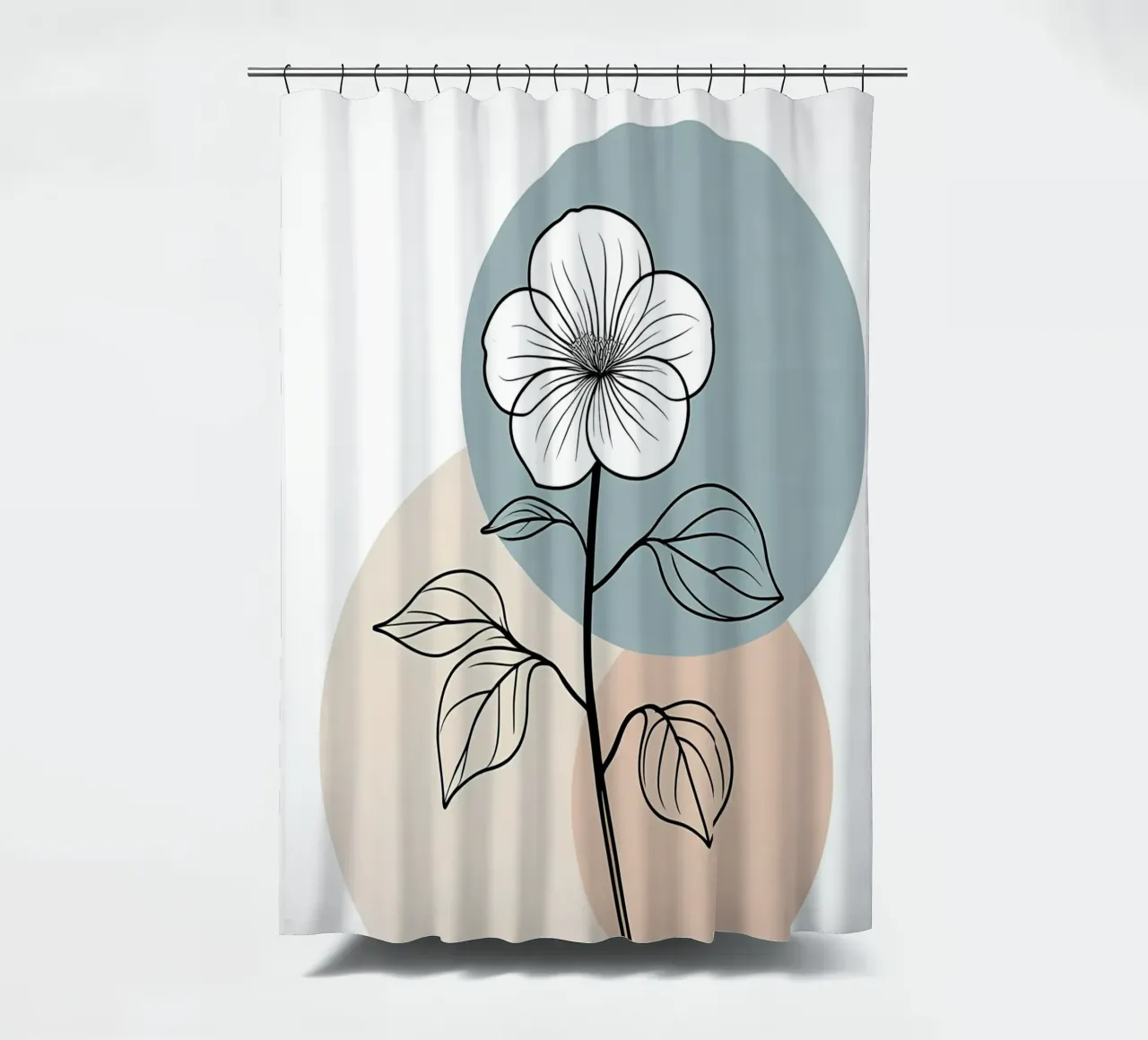 Line art minimalista di un singolo fiore di begonia tenda da doccia da Bloom And Brush