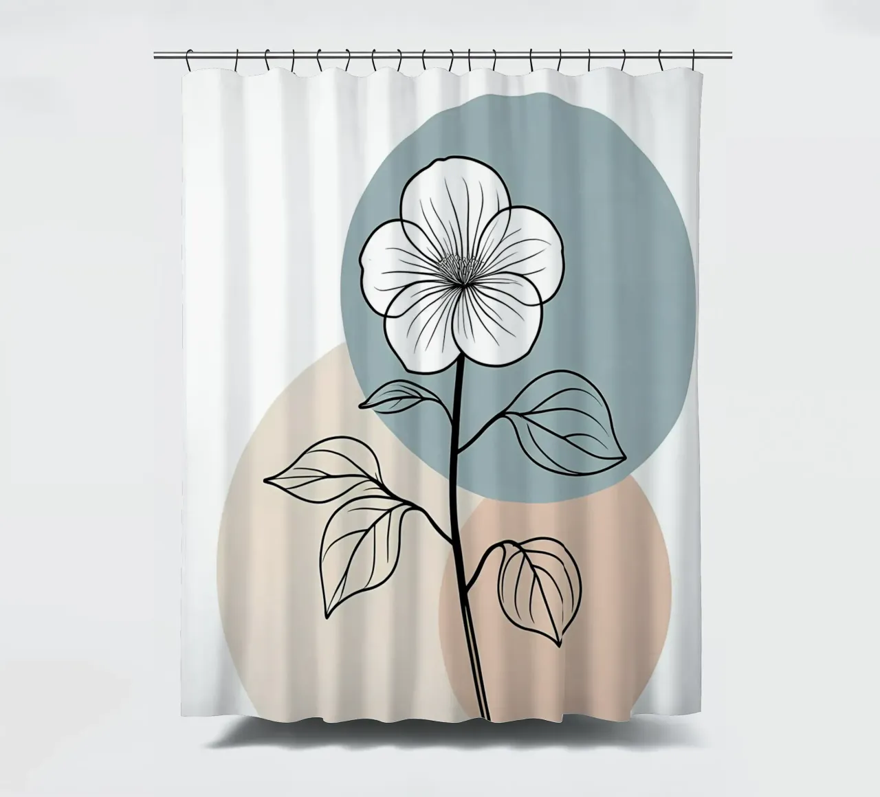 Line art minimalista di un singolo fiore di begonia tenda da doccia da Bloom And Brush
