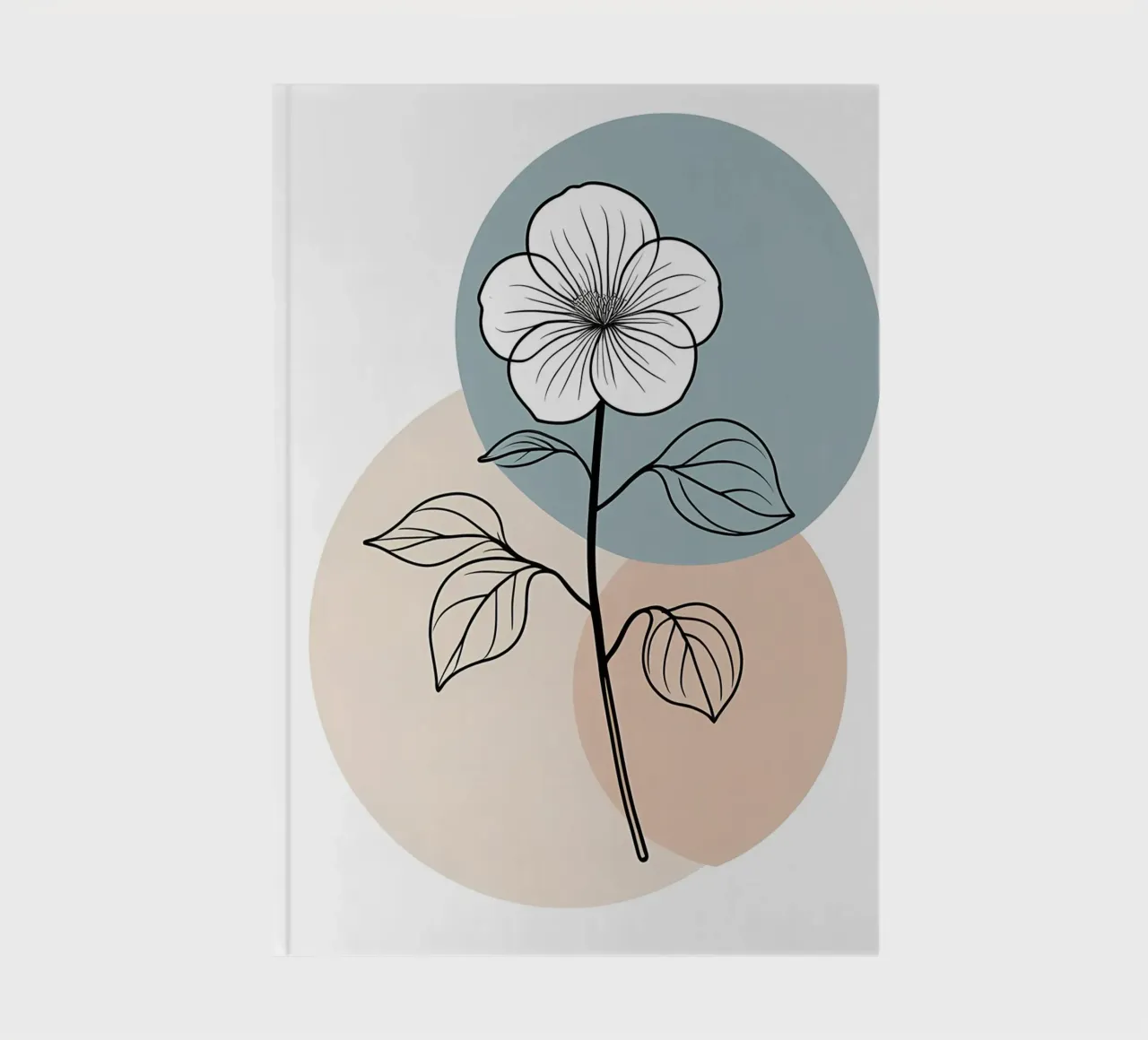 Minimalist line art of a single begonia flower notebook by Bloom And Brush