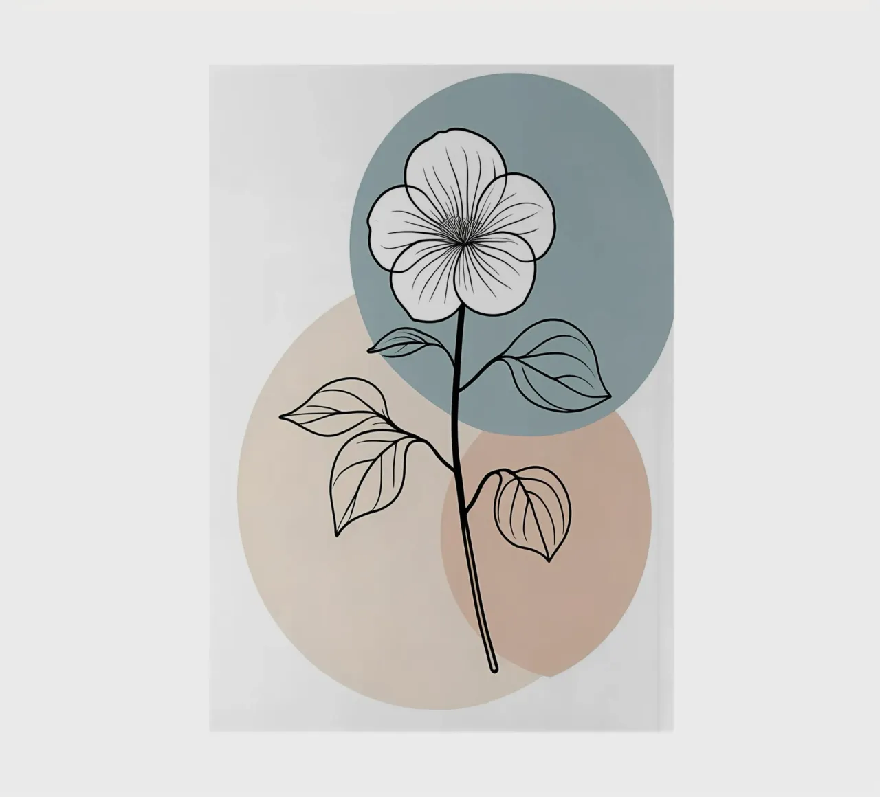 Minimalist line art of a single begonia flower notebook by Bloom And Brush