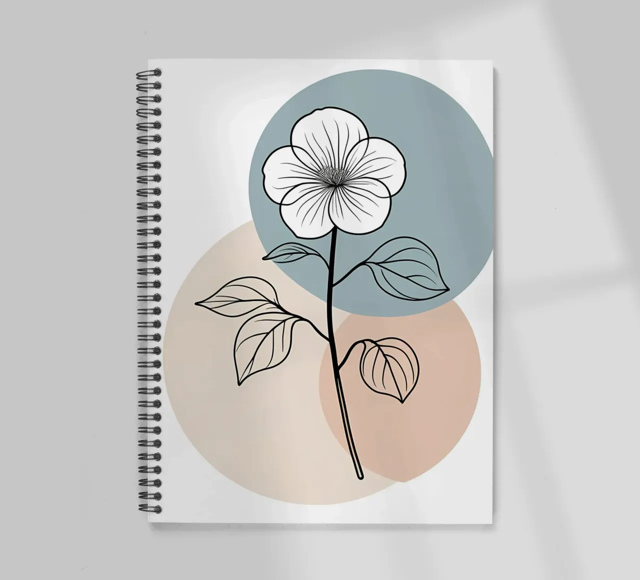 Minimalist line art of a single begonia flower spiral notebook by Bloom And Brush