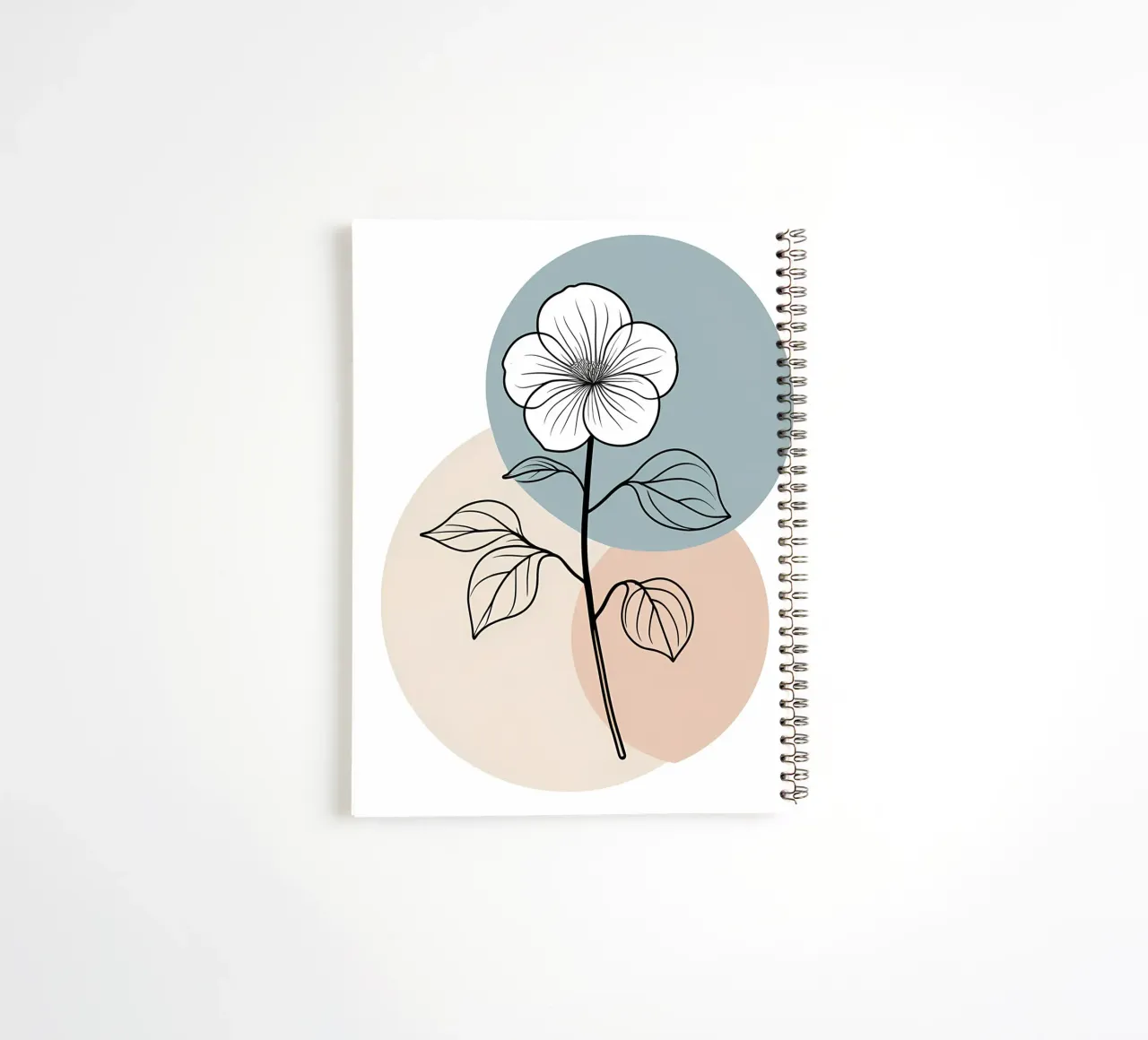 Minimalist line art of a single begonia flower spiral notebook by Bloom And Brush
