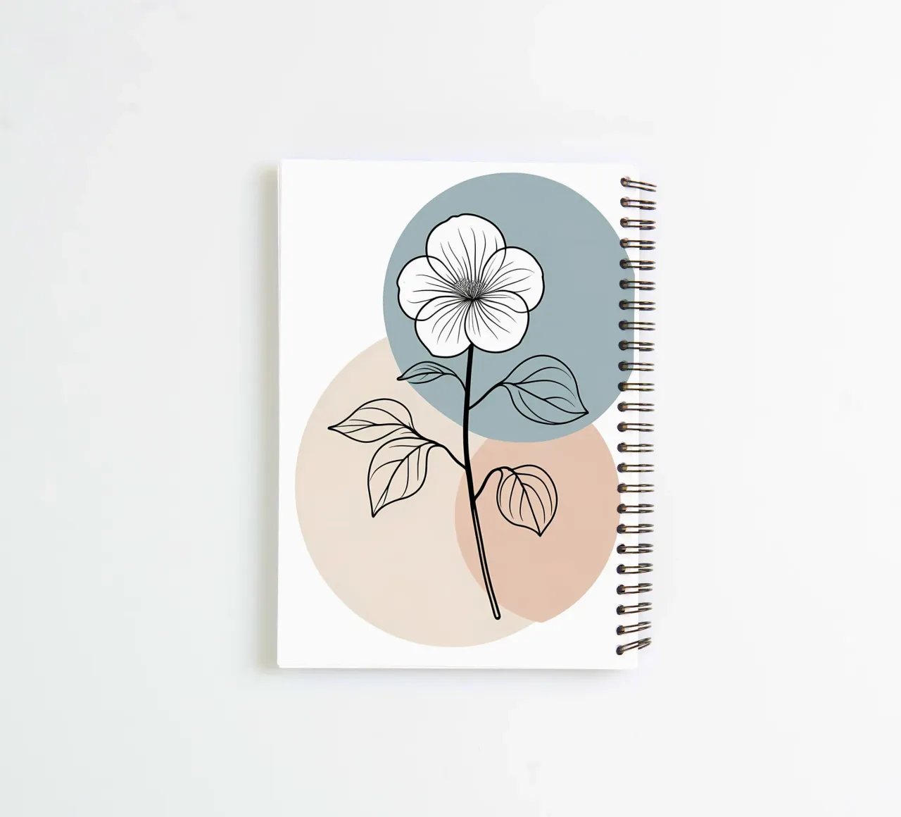 Minimalist line art of a single begonia flower spiral notebook by Bloom And Brush