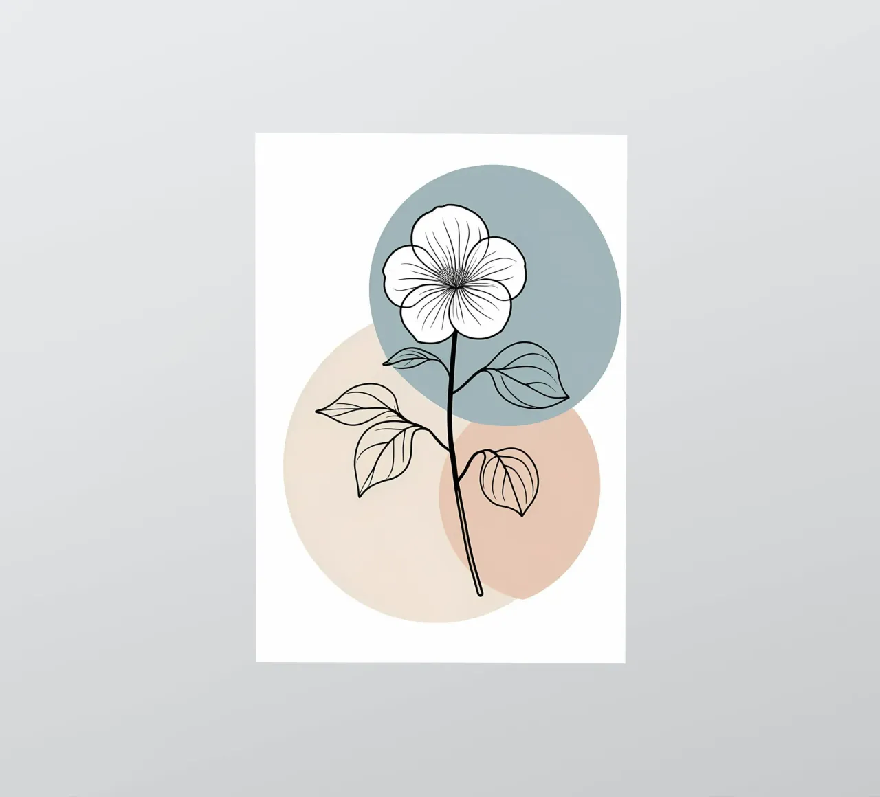Line art minimalista di un singolo fiore di begonia adesivo da Bloom And Brush